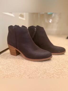 MIA Black Nubuck Ankle Booties with Stacked Heel